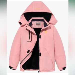 Girls Ski Jacket, Pink, Waterproof, WULFUL brand, Size 10-12, Never Worn